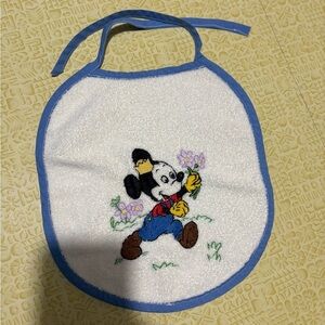 Vintage Bib with Cartoon Design - Blue and White